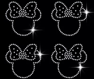 4 X Minnie Mouse Sparkling Rhinestone Diamonte Transfer Iron On Motif Hotfix Bow • $7.45