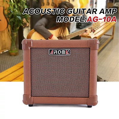 £146.99 • Buy AROMA 10W Brown Amplifier Speaker Box AG-10A Handy Portable Acoustic Guitar AMP