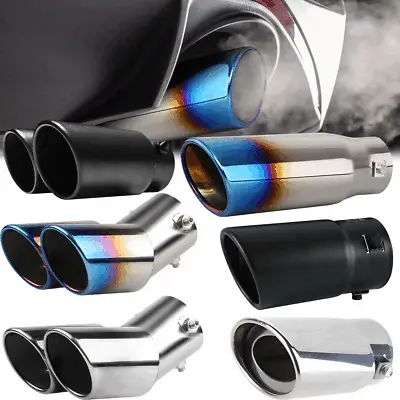 Car Exhaust Pipe Tip Rear Tail Throat Muffler Stainless Steel Round Accessories • $21.99