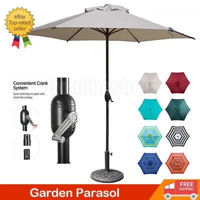 £19.99 • Buy Garden Parasol 2.7M Sun Shade Outdoor Patio Beach Umbrella With Crank Handle NEW