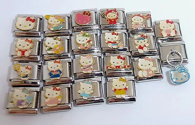 HELLO KITTY 9mm Italian Charm CAT With Bow * Fits Classic Starter Bracelets • £3.99