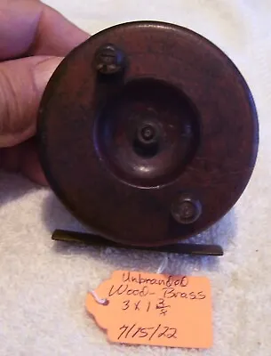 Vintage Small Unbranded Nottingham Style Wood Brass  Reel  8/25/22 3x1-3/8  • $35.95