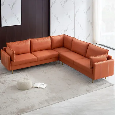 L-Shaped Corner Sectional Technical Leather Sofa-Orange Couch 92.5*92.5'' • $1398