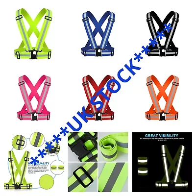 £9.85 • Buy Unisex Hi Vis Reflective Heavy Duty Work Wear Braces For Biker Runner Security