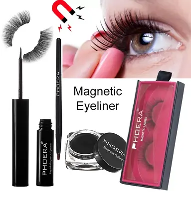 PHOERA Magnetic Eyelash MISKEEN Eyeliner KIT Eye Lash Tool Liquid Easy Apply UK • £4.49
