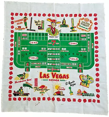Vintage Las Vegas Craps 45  Fabric Card Table Tablecloth Sands Flamingo Dunes • $189.99