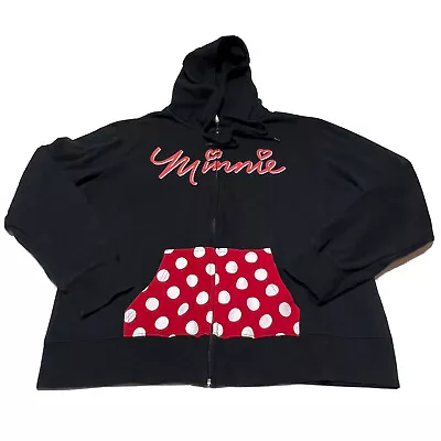 DISNEY MINNIE MOUSE HOODIE HOODED FULL ZIP JACKET SWEATSHIRT Adult XXL • $17.60