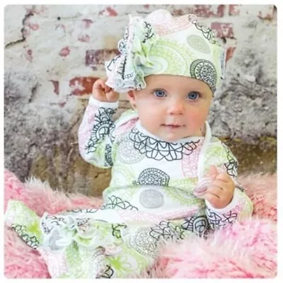 $19.99 • Buy Woombie Indian Cotton Gowns Plus Hat, Lola Flowers W/ruffles, 24-30 Pounds NEW