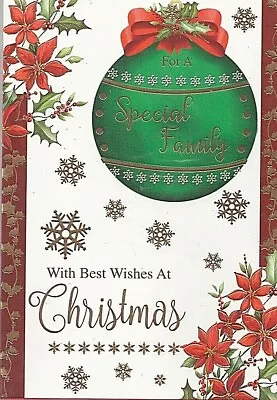 SPECIAL FAMILY CHRISTMAS CARD Lovely Traditional Bauble 13X19cm  - Free Postage • £1.99