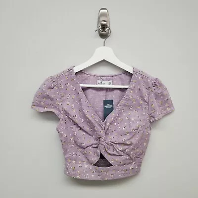 $41.56 • Buy Hollister Keyhole Crop Top, Floral Print, Size XS, NWTS, Purple