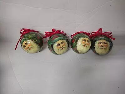 4  Old World Santas Decoupage CHRISTMAS Ball Ornaments; Midwest Of Cannon Falls • $16.99