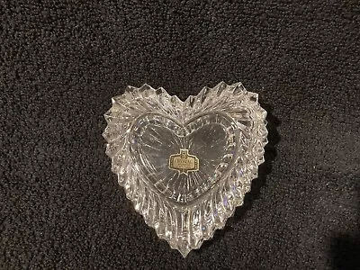 Zajecar Lead Crystal Heart Shaped Jewelry Box Holder 4  X 4  X 1 1/2  Yugoslavia • $11.24