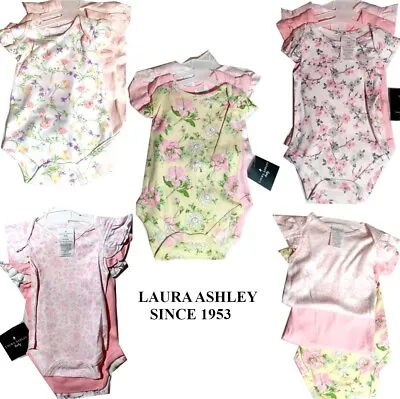 0-9 M Laura Ashley 3 Pack Baby Girls Short Sleeve Bodysuit Vest Floral  Designs • £6.50