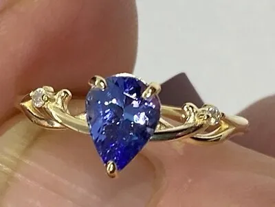 CERTIFIED TANZANITE AAA BLUE 9K GOLD RING SIZE N-O 1.1ct  EYE CLEAN. £50 OFF !!! • £439.99