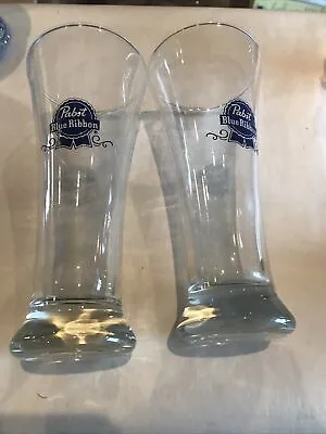 Vintage Pabst Blue Ribbon Beer Pilsner Glasses Lot Of 2 PBR 7.25  • $8