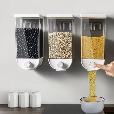 Wall-Mounted Cereal Dispenser Kitchen Food Storage Single Dry Food Snack Grain • £12.75