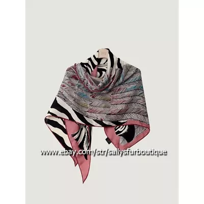 70% Cashmere 30% Silk Wrap Scarf Triangle Feather Zebra Shawl 200 * 90cm Pink • $49.99