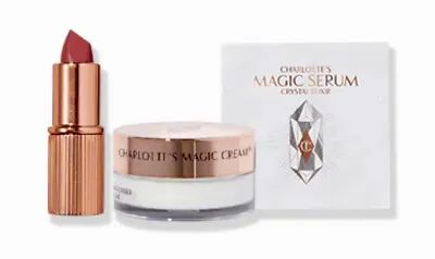 CHARLOTTE TILBURY Pillow Talk 2 Lipstick / Magic Cream /Serum Crystal Elixir Set • $15.99