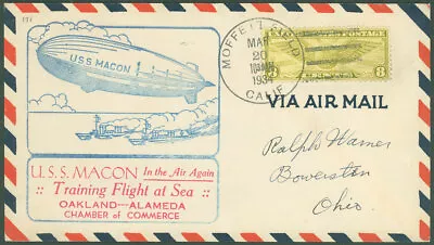 3/20/34 USS Macon In The Air Again Flight At Sea Oakland - Alameda CoC #C17! • $15.29