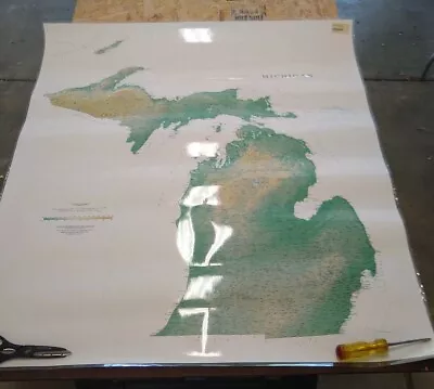 Michigan Map 46 X 40 1:500000 Terrain Geological Elevation Sealed • $29.99