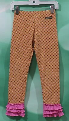 EUC Matilda Jane Girls Orange Pink Ruffled Knit Leggings Size 6 • $15.95