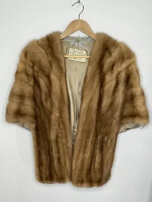 Vintage Brown Genuine Mink Fur Wrap Shawl Fur Stole Mob Wife • $49