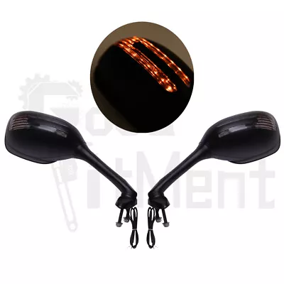 Black Motorcycle LED Rearview Mirrors Turn Signals For Suzuki GSXR 600 750 1000 • $42.38