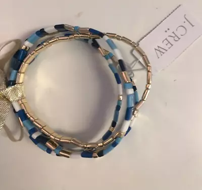 J. Crew Factory Blue/Navy/White/Gold Bead Bracelet Set (4) - New With Tags • $10