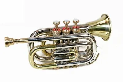 Mini Pocket New Brass Golden Nickel Finish Bb Pocket Trumpet Black Friday Sale • $123.38