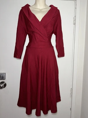 $60 • Buy REVIEW Burgundy Red Midi Dress Size 14 #28694