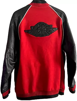 Air Jordan Wool/leather 23 Jumpman Varsity Jacket Full Zip Red/black Mens Xxl • $600