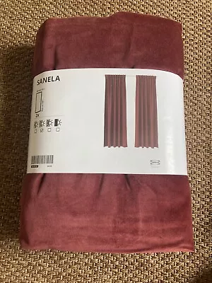 Ikea Velvet Rust Sanela Curtains Pair 140cmW X 250cmL • £50