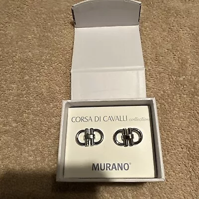 NEW- Mens Murano Corsa Di Cavalli Collection Cufflinks Stirrup Silver MSRP: $50 • £11.67