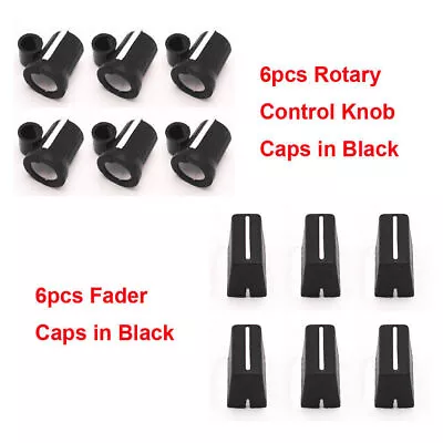 6PCS Rotary Knob+6PCS Fader Cap For Rane Mixer 61 62 64 68 TTM 57 (Black) • £18.59