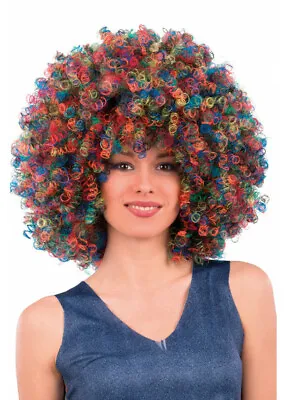 DELUXE Rainbow Multicoloured Wig Curls Giant Afro Pride Hand Made In Italy • $41.41