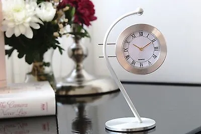 Elegant Contemporary Aluminium Desk Table Clock Home Decoration Roman Numeral • £9.90