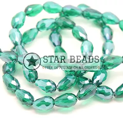 £2.99 • Buy Faceted Teardrop Glass Beads  - Pick Lustre Colour & Size