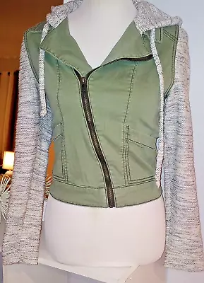 Boho Cotton  Jacket With Attached Hoodie Zipper  Mossimo Supply SP • $15.99