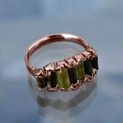 Natural Multi Tourmaline Gemstone Fashion Women Antique Statement Rose Gold Ring • $17.29