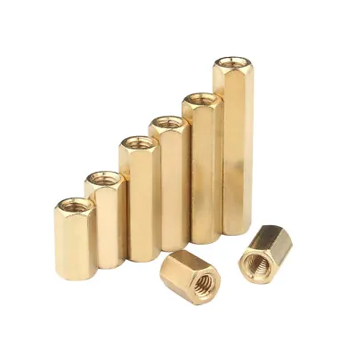 £3.35 • Buy Allthread Rod Bar Stud Hexagon Hex Connector Connecting Nut Brass Long Nut M5 M6