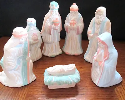 Nativity Terra Cotta 7 Pc Set Christmas Midwest Of Cannon Falls Pastel 4in • $21.95