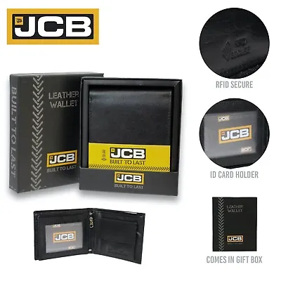 Mens Real Leather JCB Wallet RFID Contactless Protection Black Coin Purse ID • £9.99