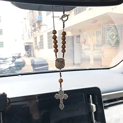 St. Michael Car Rearview Mirror Rosary One Decade Protection Wood Beads • $13.65