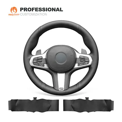 Black Leather Steering Wheel Cover For BMW M5 F90 X3 X5 8 Series G14 G15 G16 G70 • $75.88