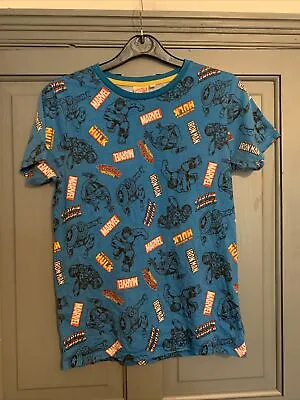 Boys Marvel T-shirt Logo Superhero 100% Cotton - Size 152/158 Cm - 11-12 Years • £4