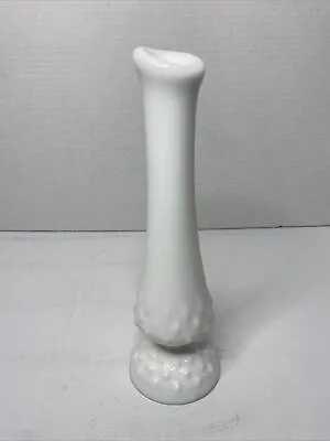 Fenton White Milk Glass Hobnail Swung Stretch Footed Pedestal Flower Vase 7 3/4  • $16