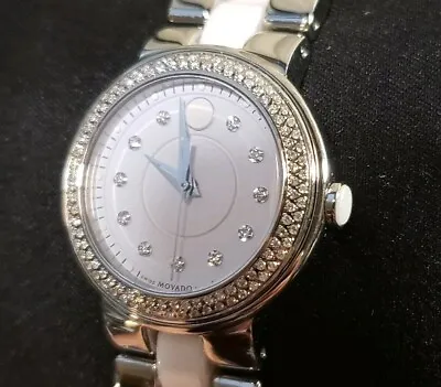 Movado Cerena Diamond Watch 0606931 With 28mm White Face & 2 Tone Breclet • $745