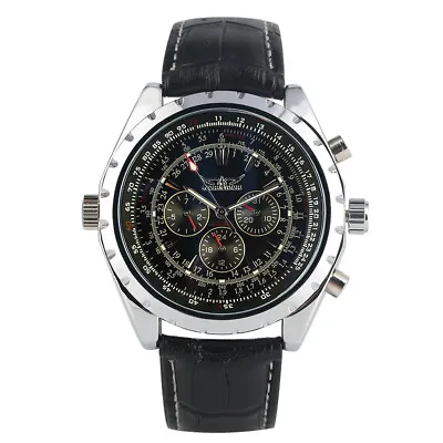 JARAGAR Mens Automatic Wristwatch Mechanical Army Leather Multifunction Watches • £25.07
