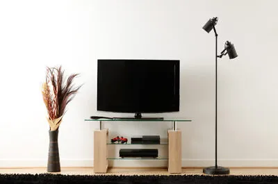 Light Oak Effect / Glass TV Media Stand W100cm X D40cm X H50cm MILLY • £149