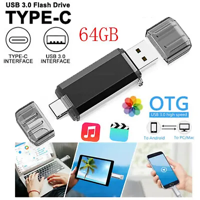 2 In 1 OTG USB Flash Drive 64GB Memory Stick Type-C Pen Drive Lot Pack • $7.59